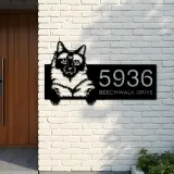 Custom Metal Siamese Cute peeking cat kitten Metal Address Sign, House number, Outdoor Number Signage, Yard Sign Address Plate