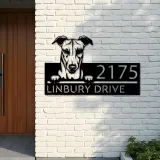Custom Metal Greyhound dog Cute puppy Metal Address Sign House number Hanging Address Plaque Yard Sign Outdoor decor