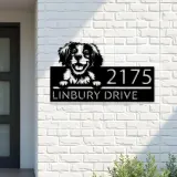 Custom Metal Brittany dog Puppy Metal Address Sign House number Hanging Address Plaque Yard Sign Outdoor decor