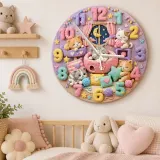 Pastel Sleeping Kittens Kids Room Wall Clock