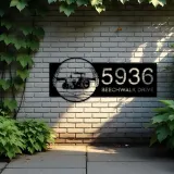 Custom Metal Tractor on farm field Metal Address Sign, House number, Outdoor Number Signage, Yard Sign Address Plate