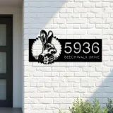 Custom Metal Rabbit bunny farmhouse Metal Address Sign House number Hanging Address Plaque Yard Sign Outdoor decor