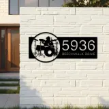 Custom Metal Drummer Drum player musician Metal Address Sign, House number, Outdoor Number Signage, Yard Sign Address Plate