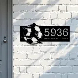 Custom Metal Soccer player football Metal Address Sign, House number, Outdoor Number Signage, Yard Sign Address Plate