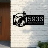 Custom Metal Wolf Mountain scene wild life Metal Address Sign, House number, Outdoor Number Signage, Yard Sign Address Plate