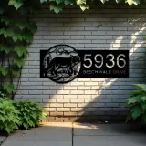 Custom Metal Fox Wild animal wildlife Metal Address Sign, House number, Outdoor Number Signage, Yard Sign Address Plate