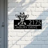 Custom Metal Peeking Giraffe Wild animal wildlife Metal Address Sign, House number, Outdoor Number Signage, Yard Sign Address Plate