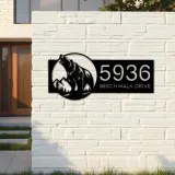 Custom Metal Grizzly bear Metal Address Sign, House number, Outdoor Number Signage, Yard Sign Address Plate002