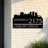 Custom Metal Jacksonville city skyline Metal Address Sign Hanging Address Plaque house number Yard Outdoor Sign
