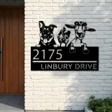Custom Metal German shepherd chicken and goat Metal Address Sign, House number, Outdoor Number Signage, Yard Sign Address Plate
