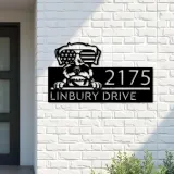Custom Metal Schnauzer dog US flag glasses Metal Address Sign House number Hanging Address Plaque Yard Sign Outdoor decor