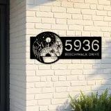 Custom Metal Yin Yang sun and moon Address Sign House number Hanging Address Plaque Yard Sign Outdoor Sign