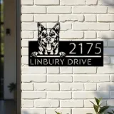 Custom Metal Red Heeler Dog Cute puppy Metal Address Sign House number Hanging Address Plaque Yard Sign Outdoor decor