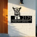 Custom Metal Peeking Llama farm animal ranch Metal Address Sign, House number, Outdoor Number Signage, Yard Sign Address Plate