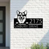Custom Metal Corgi dog Puppy Metal Address Sign House number Hanging Address Plaque Yard Sign Outdoor decor