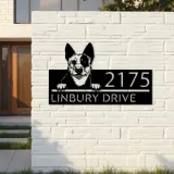 Custom Metal Australian Cattle dog Puppy Metal Address Sign House number Hanging Address Plaque Yard Sign Outdoor decor
