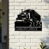 Custom Metal Semi truck driver trucker Metal Address Sign, House number, Outdoor Number Signage, Yard Sign Address Plate