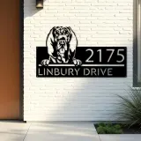 Custom Metal Bloodhound dog cute puppy Metal Address Sign House number Hanging Address Plaque Yard Sign Outdoor decor