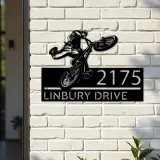 Custom Metal BMX Bicycle freestyle Metal Address Sign, House number, Outdoor Number Signage, Yard Sign Address Plate