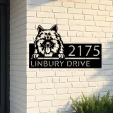 Custom Metal Keeshond dog Cute puppy Metal Address Sign House number Hanging Address Plaque Yard Sign Outdoor decor