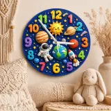 Outer Space Astronaut Kids Room Wall Clock