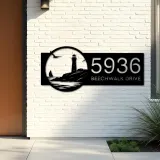 Custom Metal Lighthouse Metal Address Sign, House number, Outdoor Number Signage, Yard Sign Address Plate001