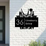 Custom Metal Nurse Medical tools Metal Address Sign, House number, Outdoor Number Signage, Yard Sign Address Plate