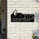 Custom Metal Peeking Skunk Wild animal wildlife Metal Address Sign, House number, Outdoor Number Signage, Yard Sign Address Plate