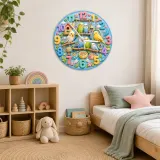 Playful Pet Birds and Parakeets Kids Room Wall Clock