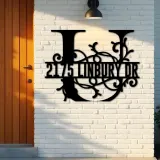 Custom Metal Floral Monogram Split Letter U Metal Address Sign House number Hanging Address Plaque Yard Sign Outdoor decor