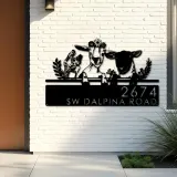 Custom Metal Goat sheep chicken farmhouse farm animals Metal Address Sign, House number, Outdoor Number Signage, Yard Sign Address Plate
