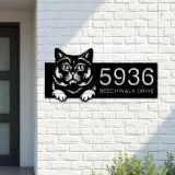 Custom Metal British shorthair Cute peeking cat Metal Address Sign, House number, Outdoor Number Signage, Yard Sign Address Plate