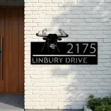Custom Metal bull and two chickens farm animal Metal Address Sign, House number, Outdoor Number Signage, Yard Sign Address Plate