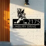 Custom Metal Peeking Rabbit bunny farmhouse Metal Address Sign House number Hanging Address Plaque Yard Sign Outdoor decor