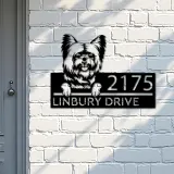 Custom Metal Yorkshire Terrier dog Puppy Metal Address Sign House number Hanging Address Plaque Yard Sign Outdoor decor