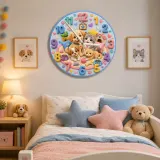 Cute Puppies and Kittens Kids Room Wall Clock