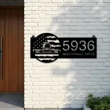 Custom Metal Farm combine harvester US flag Metal Address Sign Custom House number Hanging Address Plaque Yard Sign Outdoor