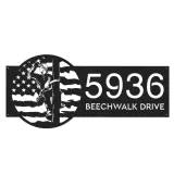 Custom Metal Lineman on a pole US flag Metal Address Sign, House number, Outdoor Number Signage, Yard Sign Address Plate