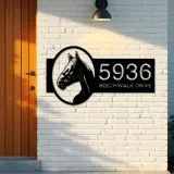 Custom Metal Horse head farm animal ranch Metal Address Sign, House number, Outdoor Number Signage, Yard Sign Address Plate