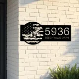 Custom Metal Airplane jet on US flag Metal Address Sign House number Hanging Address Plaque Yard Sign Outdoor