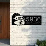 Custom Metal Bass fishing fisherman Metal Address Sign, House number, Outdoor Number Signage, Yard Sign Address Plate001