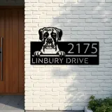 Custom Metal Boxer dog cute puppy Metal Address Sign House number Hanging Address Plaque Yard Sign Outdoor decor