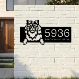 Custom Metal Selkirk rex Cute peeking cat kitten Metal Address Sign, House number, Outdoor Number Signage, Yard Sign Address Plate