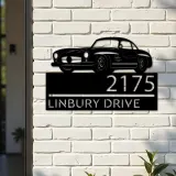 Custom Metal Classic car Metal Address Sign Custom House number Hanging Address Plaque Yard Sign Outdoor