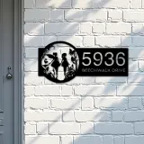 Custom Metal Fairies flowers garden Metal Address Sign Custom Hanging Address Plaque House number Yard Sign Outdoor Sign