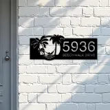 Custom Metal Beach Palm tree Metal Address Sign, House number, Outdoor Number Signage, Yard Sign Address Plate