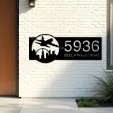 Custom Metal Airplane plane pilot Metal Address Sign, House number, Outdoor Number Signage, Yard Sign Address Plate