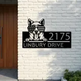 Custom Metal Shiba Inu dog US flag glasses Metal Address Sign House number Hanging Address Plaque Yard Sign Outdoor decor