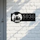 Custom Metal Dad and daughters go fishing Metal Address Sign Custom House number Hanging Address Plaque Yard Sign Outdoor