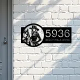 Custom Metal Cowgirl on Horse Metal Address Sign, House number, Outdoor Number Signage, Yard Sign Address Plate
